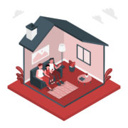 Graphik: Familie im Wohnzimmer
